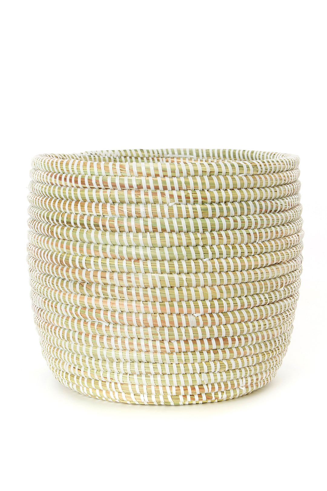 Set of Two Solid White Floral Baskets