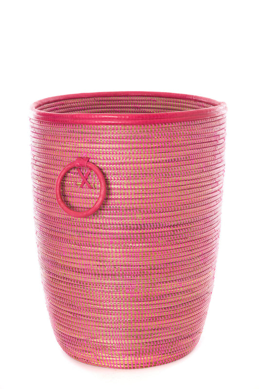 Pink Bins with Leather Trim - Sold Singly