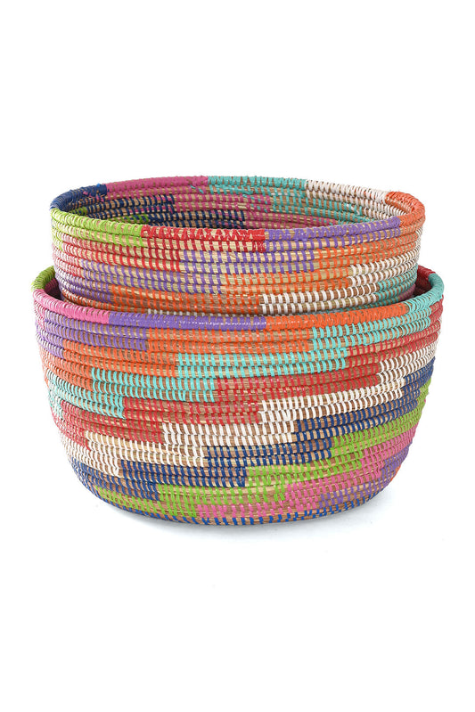 Set of Two Colorful Stairwell Nesting Baskets