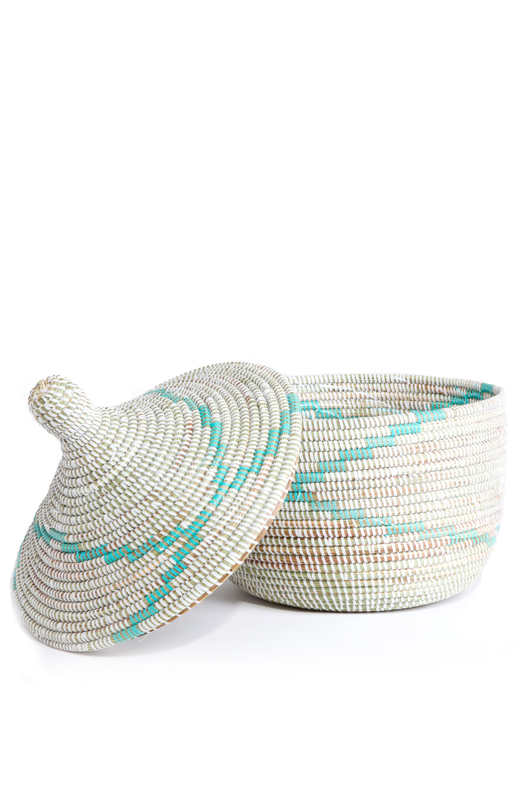 Aqua & White Garland Warming Basket