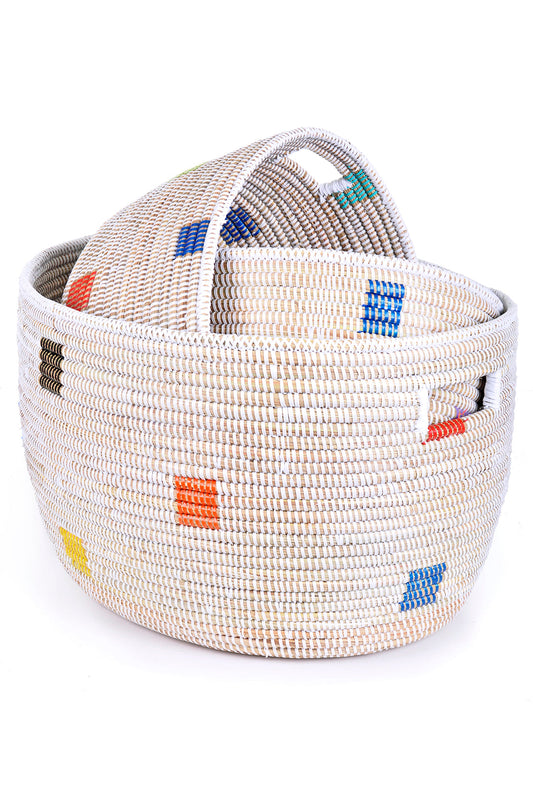 Set of Three Prismatic Pixels Sewing Baskets