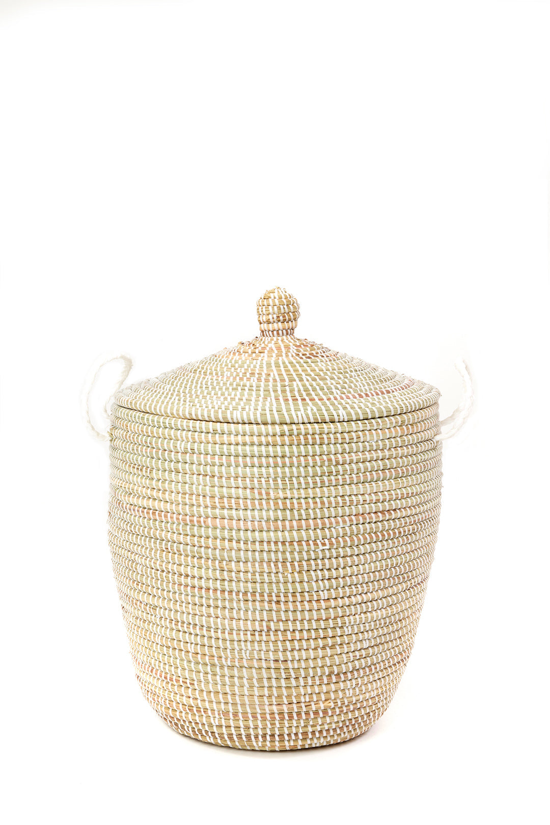 Set of Three Solid White Hampers