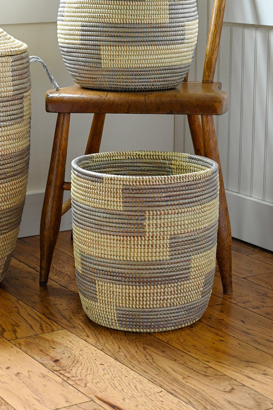 Silver & Cream Stairstep Bath Bin Basket