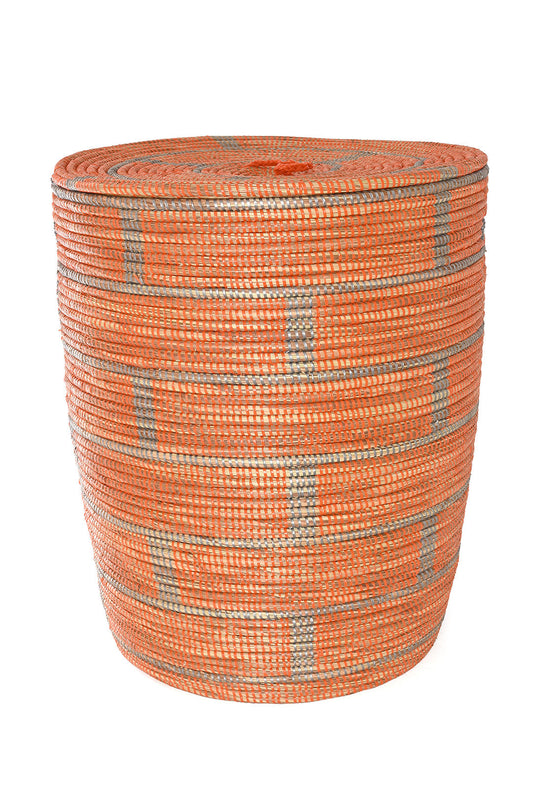 Set of Three Orange and Silver Brickwork Nesting Hamper Baskets
