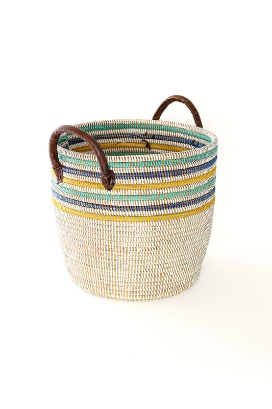 Set of Two Malika Beach Nesting Baskets with Leather Handles