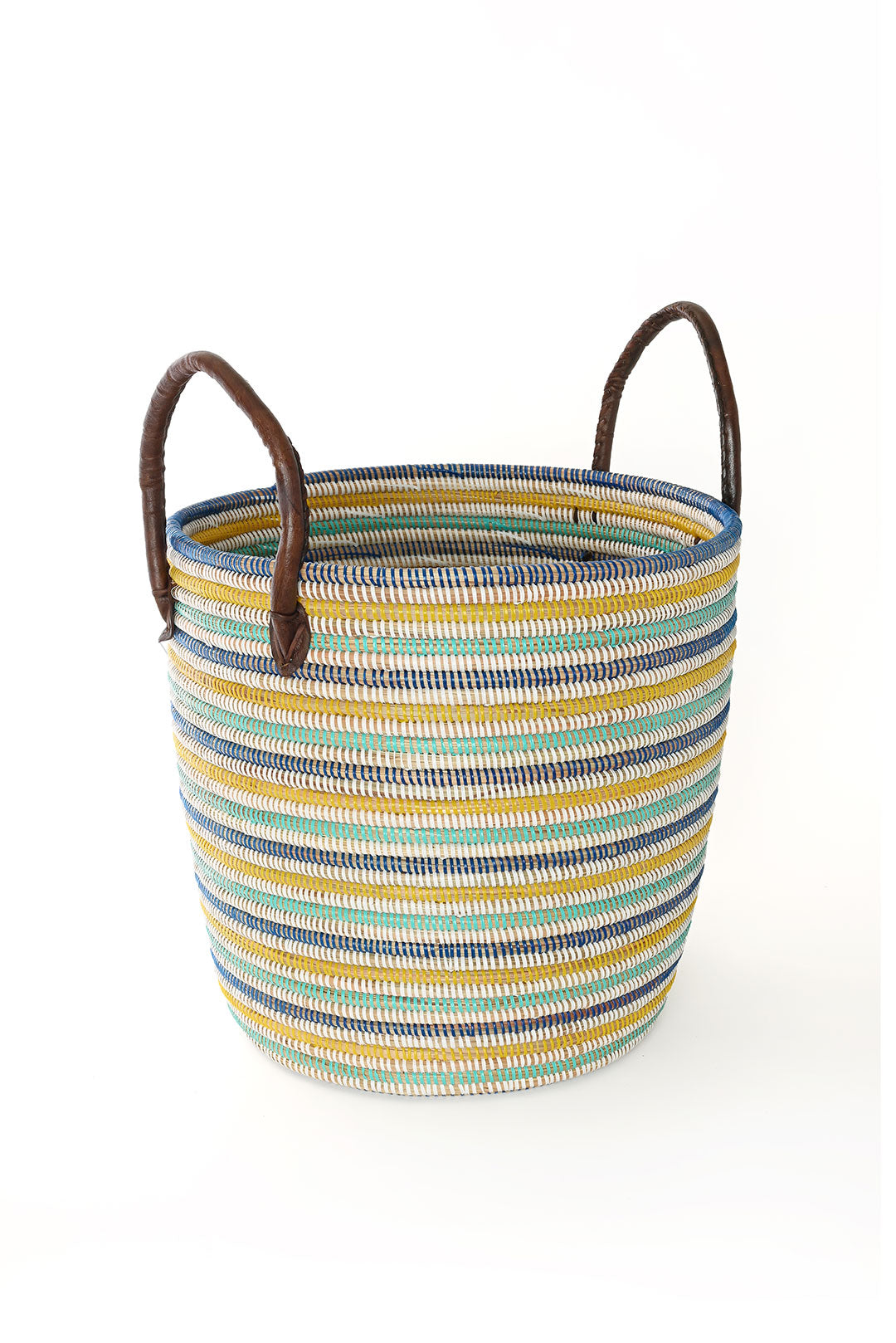 Set of Two Malika Beach Nesting Baskets with Leather Handles